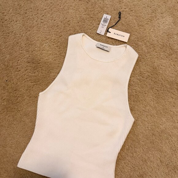 Babaton Sculpt Knit Tank Top Women‎ S White Ribbed Sleeveless Minimalist NWT - Picture 9 of 14